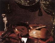 BASCHENIS, Evaristo Still-Life with Musical Instruments and a Small Classical Statue  www Spain oil painting artist